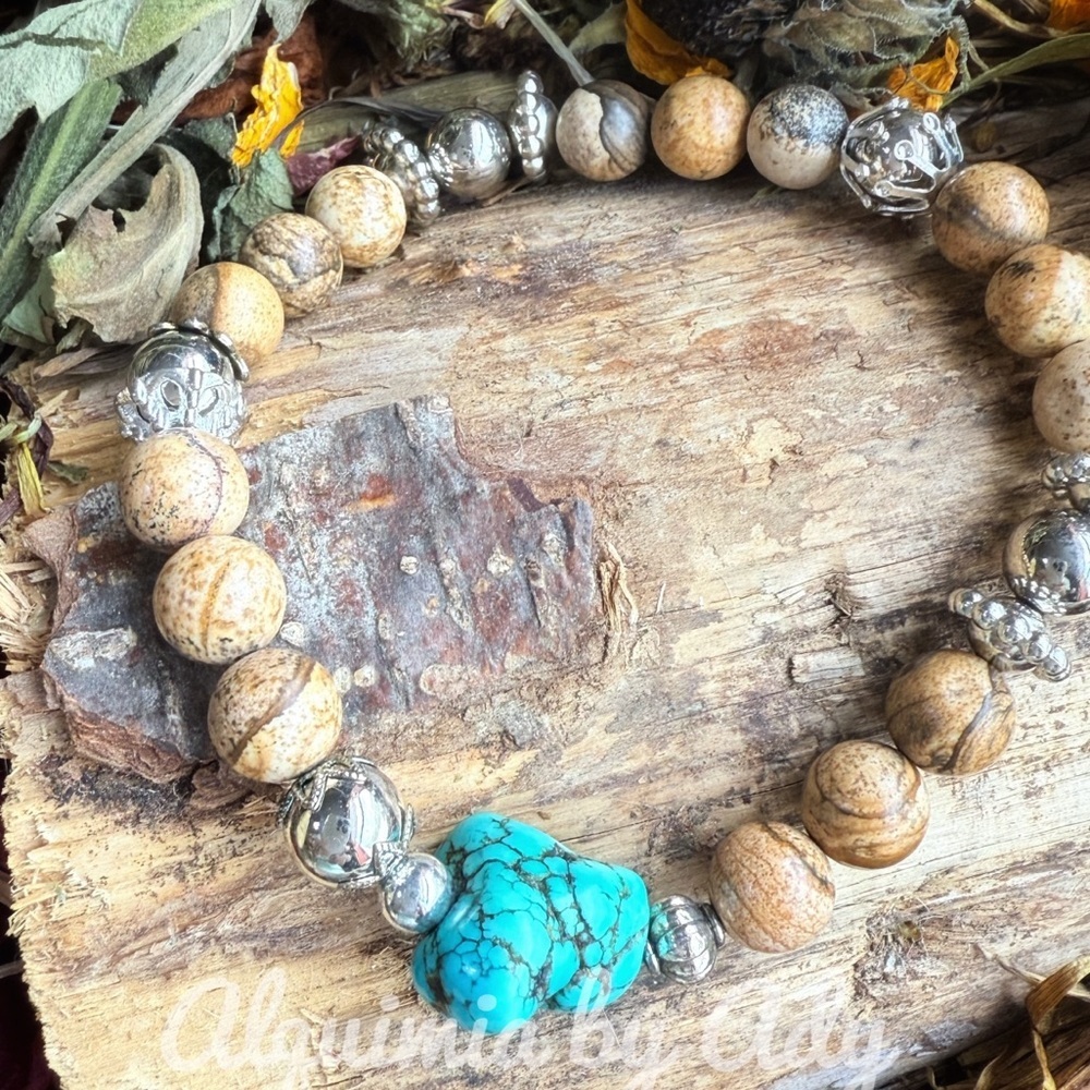 picture jasper hand crafted beaded bracelet